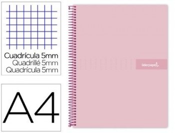 Cuaderno espiral liderpapel a4 micro crafty tapa forrada 120h 90 gr cuadro 5 mm 5 bandas 4 colores c