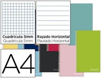 Cuaderno espiral liderpapel a4 micro jolly multidisciplina tapa forrada 140h 75gr 28h 5mm 112h hrtal