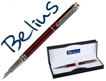 Pluma belius nuremberg rojo tinta azul en estuche