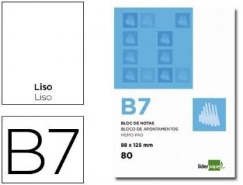 Bloc notas liderpapel liso b7 80 hojas 60g/m2 perforado