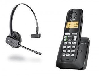 Telefono inalambrico gigaset a220 negro + auricular wireless plantronics c565 color negro