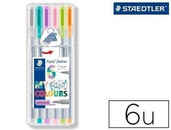 Rotulador staedtler triplus fineliner my pastel estuche de 6 unidades colores surtidos