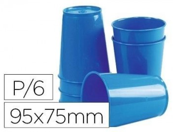 Vaso de abs azul con borde grueso redondeado apto microondas y lavavajillas 95x75 mm pack de 6 unida