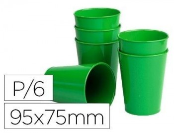 Vaso de abs verde con borde grueso redondeado apto microondas y lavavajillas 95x75 mm pack de 6 unid