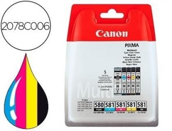 Ink jet canon pgi-580/cli-581 pixma para ts6150 / ts8150 / tr7550 / tr8550 multipack negro amarillo 