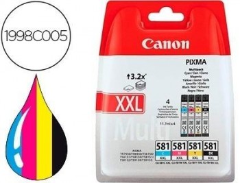 Ink jet canon pgi-580/cli-581 xxl pixma para ts6150 / ts8150 /tr7550 / tr8550 multipack negro amaril