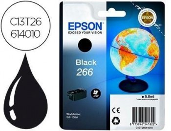 Ink-jet epson t266 wf-100w negro 250 paginas