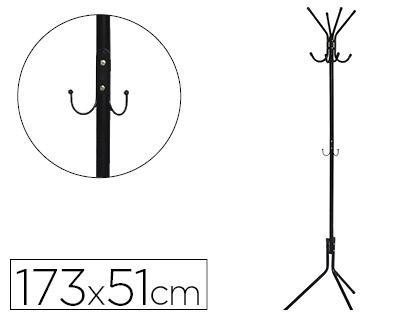 Perchero metalico q-connect negro 8 colgadores 173x51 cm