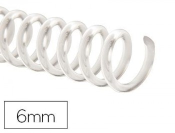 Espiral plastico q-connect transparente 32 5:1 6mm 1,8mm caja de 100 unidades