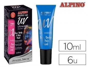 Maquillaje alpino fluorescente bajo luz ultravioleta tubo 10 ml caja de 6 unidades