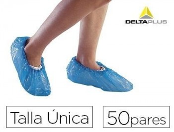 Cubre calzado delta plus polietileno azul talla unica caja de 50 pares