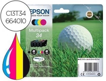 Ink-jet epson 34 workforce pro wf-3720 / wf-3720dwf / wf-3725dwf pack negro amarillo cian y magenta 