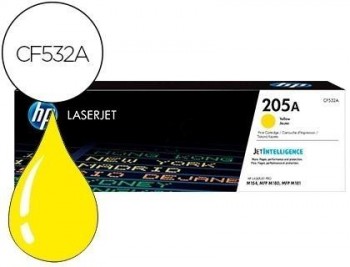 Toner hp 205a laserjet m154a / 154nw / mfp m180n / 181fw amarillo 900 paginas