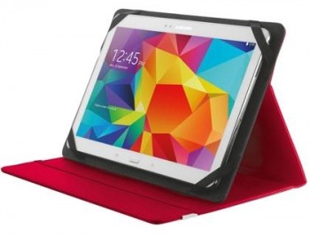 "Funda trust primo folio universal para tablets 10 "" con soporte y cierre elastico color rojo"