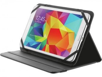 "Funda trust primo folio universal para tablets 7/8 "" con soporte y cierre elastico color negro"