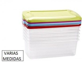 Caja multiusos plastico con tapa de color VARIAS MEDIDAS