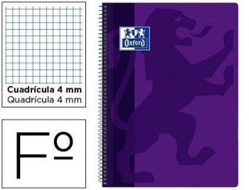 Cuaderno espiral oxford school classic tapa polipropileno folio 80 hojas cuadro 4 mm con margen