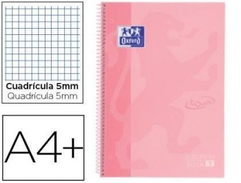 Cuaderno espiral oxford ebook 1 school touch te din a4+ 80 hojas cuadro 5 mm con margen flamingo pas