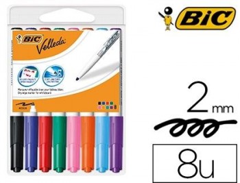 ROTULADOR BIC VELLEDA PARA PIZARRA PUNTA REDONDA 2 MM BOLSA DE 8 UNIDADES COLORES SURTIDOS