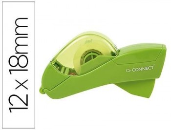 Portarrollo q-connect automatico plastico verde para cintas de 12 y 19 mm incluye 2 cintas