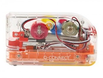 Grapadora electrica q-connect plastico transparente mecanismo de colores capacidad 20 hojas usa grap