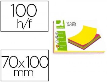 Bloc de notas magneticas quita y pon q-connect 70x100 mm 100 hojas 5 colores fluorescentes