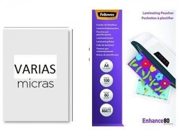 Bolsa de plastificar fellowes pack 100 unidades Varias MEDIDAS y MICRAS