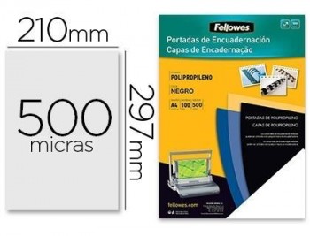 Tapa de encuadernacion fellowes din a4 polipropileno negro 450 micras pack de 100 unidades