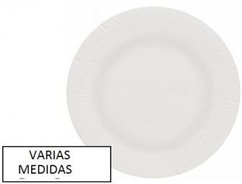 Plato papel reciclable blanco paquete 100 unidades VARIAS MEDIDAS