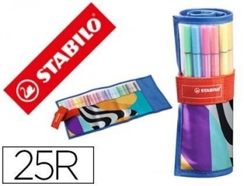 Rotulador stabilo acuarelable pen 68 just like you estuche rollerset de 25 unidades colores surtidos