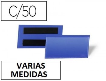 FUNDA DURABLE MAGNETICA PLASTICO AZUL VENTANA TRANSPARENTE PACK DE 50 UNIDADES