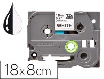 Cinta q-connect tze-241 blanco-negro 18mm longitud 8 mt