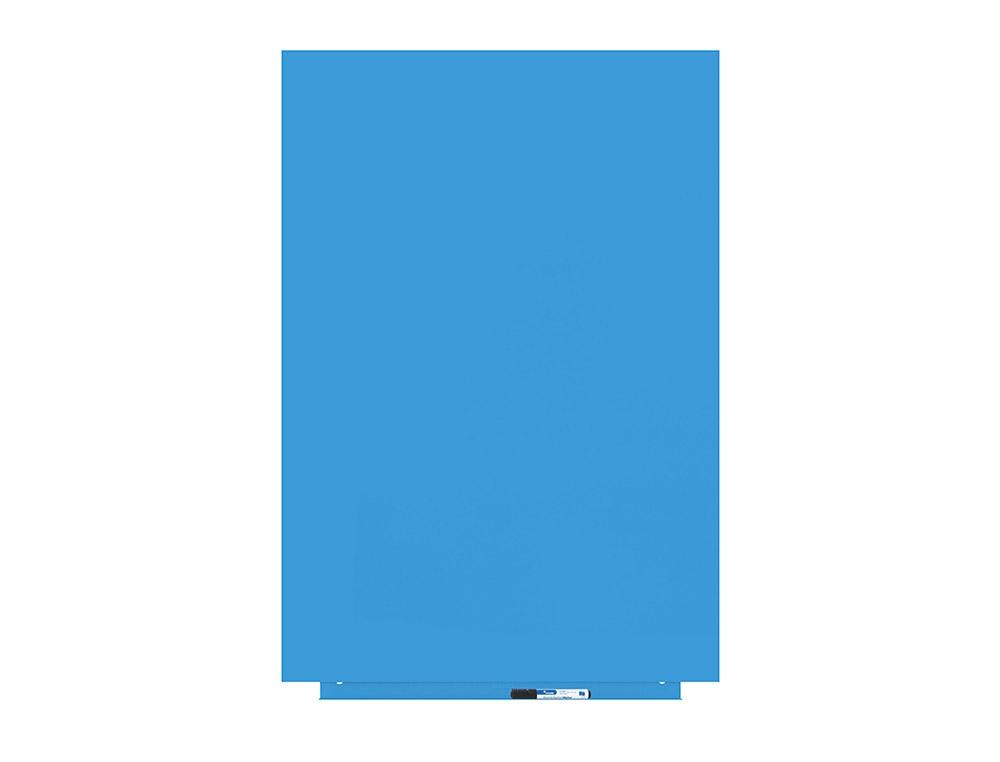 PIZARRA BLANCA ROCADA LACADA MAGNETICA MODULAR SIN MARCO COLOR AZUL 75X115 CM