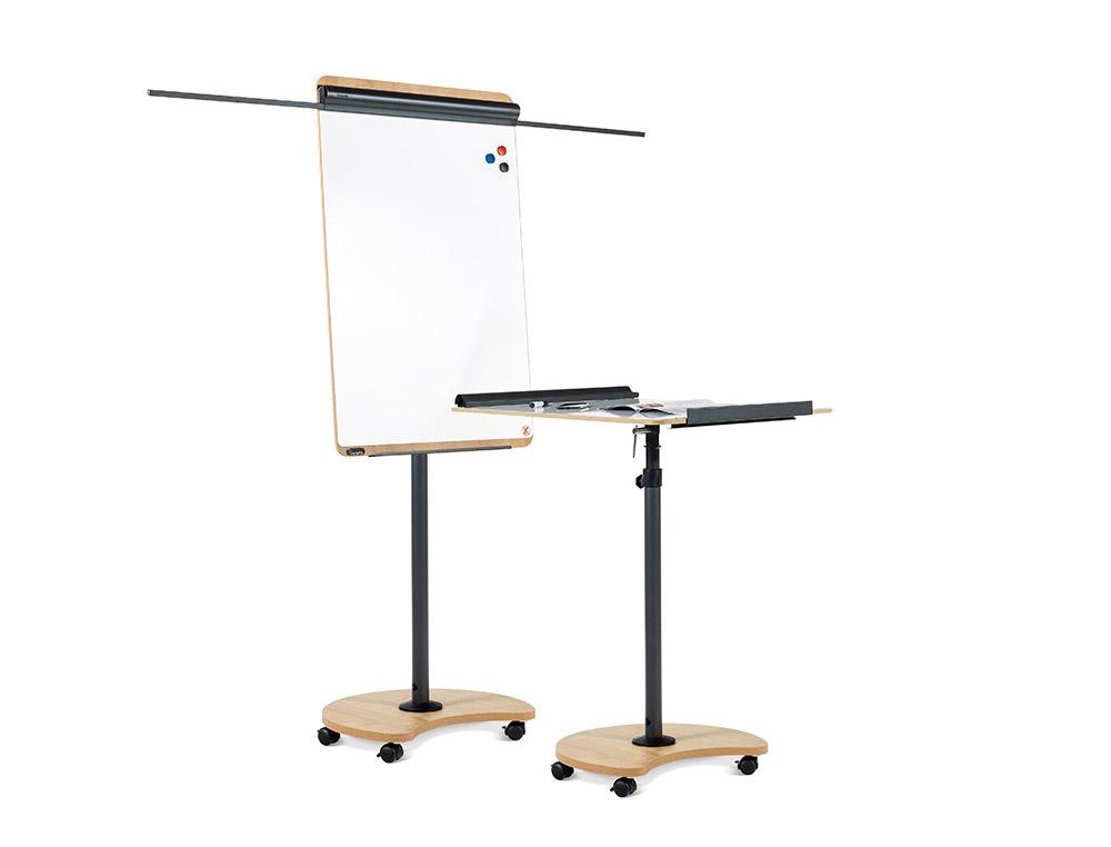 PIZARRA MOVIL ROCADA METALICA MAGNETICA CON RUEDAS 69X99 CM 2 BRAZOS EXTENSIBLES LATERAL Y BANDEJA P