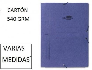 Carpeta liderpapel gomas carton "540GRM"pintado Azul VARIAS MEDIDAS Y VARIOS FORMATOS