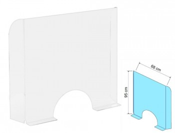 PANTALLA DE PROTECCION DE PIE PARA MOSTRADOR PREMIUM PPMA 4MM HERMETICO APERTURA 150 MM MEDIDAS 680X