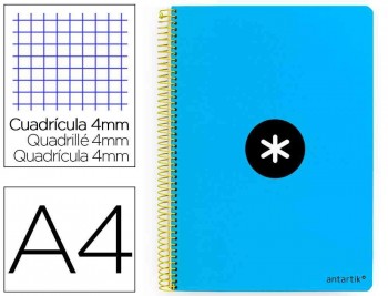 CUADERNO ESPIRAL LIDERPAPEL A4 ANTARTIK TAPA DURA 80H 100GR CUADRO 4MM CON MARGEN