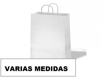 "BOLSA DE PAPEL BASIKA CELULOSA BLANCO ASA RETORCIDA VARIOS TAMAÑOS