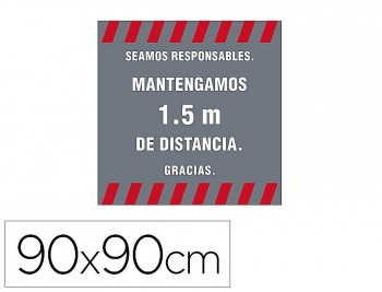 ALFOMBRA PARA SUELO DE PASO NOVUS SEAMOS RESPONSABLES MANTEGAMOS 1,5 M DE DISTANCIA FONDO GRIS 90X90