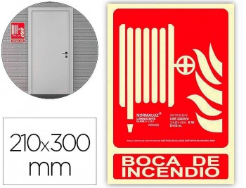 PICTOGRAMA ARCHIVO 2000 BOCA DE INCENDIO PVC ROJO LUMINISCENTE 210X300 MM