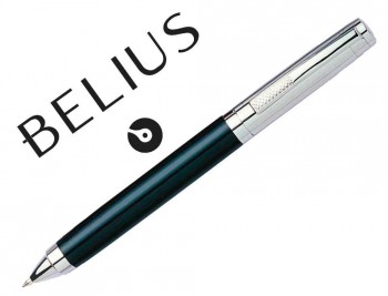 BOLIGRAFO BELIUS FRANKFURT NEGRO Y PLATA TINTA AZUL EN ESTUCHE