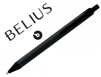 BOLIGRAFO BELIUS POTSDAM NEGRO CUERPO FIBRA CARBON TINTA GEL AZUL EN ESTUCHE