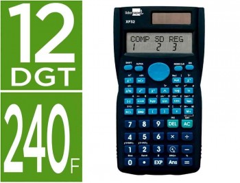 Calculadora liderpapel cientifica xf32 12 digitos 240 funciones con tapa solar y pilas