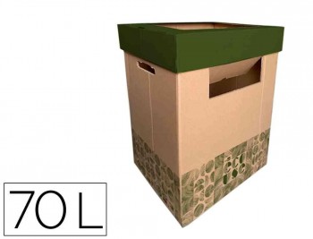 Contenedor papelera reciclaje liderpapel ecouse carton 100% reciclado y reciclable 70 litros