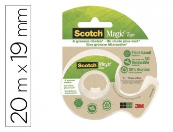 CINTA ADHESIVA SCOTCH MAGIC INVISIBLE 20 MT X 19 MM ECOLOGICA EN MINIPORTARROLLO