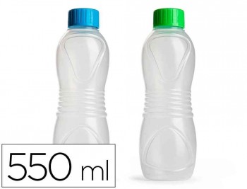 Botella plasticforte sport 100% reciclable con tapon de roscacapacidad 550 ml 70x70x210 mm.