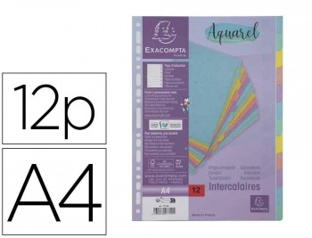 SEPARADOR EXACOMPTA AQUAREL CARTULINA LUSTRADA JUEGO DE SEPARADORES DIN A4 COLORES PASTEL