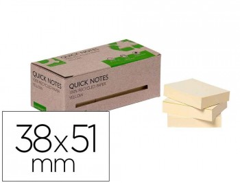 BLOC DE NOTAS ADHESIVAS QUITA Y PON Q-CONNECT 100% PAPEL RECICLADO EN CAJA DE CARTON