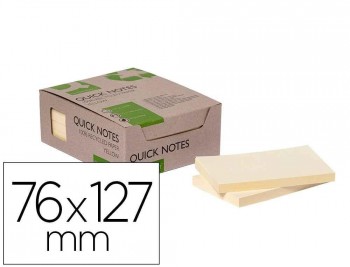 BLOC DE NOTAS ADHESIVAS QUITA Y PON Q-CONNECT 100% PAPEL RECICLADO EN CAJA DE CARTON