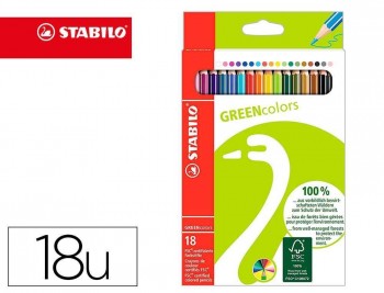 LAPICES DE COLORES STABILO GREEN COLORS CON CERTIFICADO FSC ESTUCHE CARTON COLORES SURTIDOS